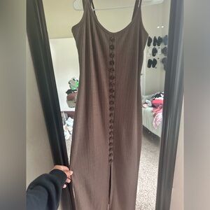 Vici Brown Midi ribbed fitted Dress Size Small
